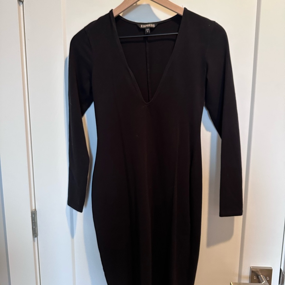 Express Elegant Black Long Sleeve Dress
